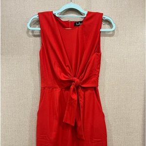 Lulus Zealous Love Red Tie-Front Midi Dress XS used like new